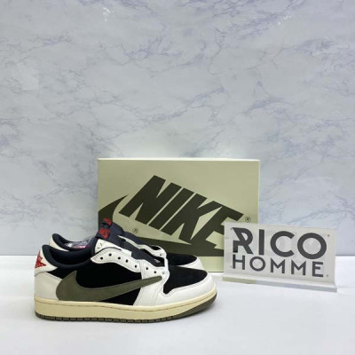 N*KE X 트래비스 스캇 조던1 레트로 로우 올리브