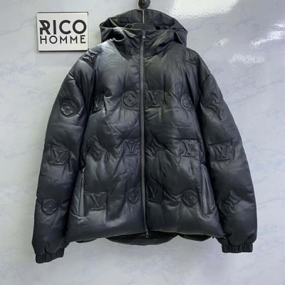 루이B통 모노그램 엠보싱 레더 후디드 램스킨 다운 자켓 (1:1 HIGH PREMIUM)