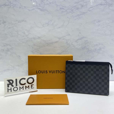 루이B통 다미에 비지니스 소가죽 클러치