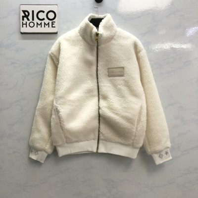 루이B통 레더 패치 플리스 블루종 자켓 화이트 (1:1 HIGH PREMIUM)