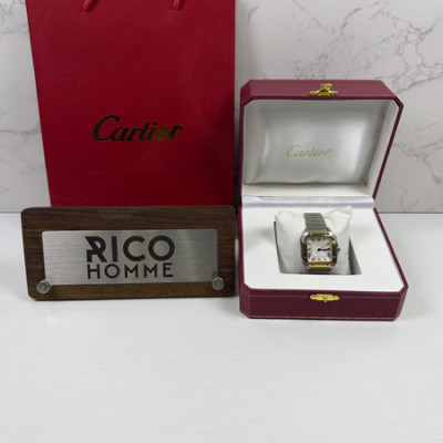 까르*에 산토스 옐로우골드 콤비 미디움 41.9mm×35.1mm 1:1 최상급 (싱크 98.6%)