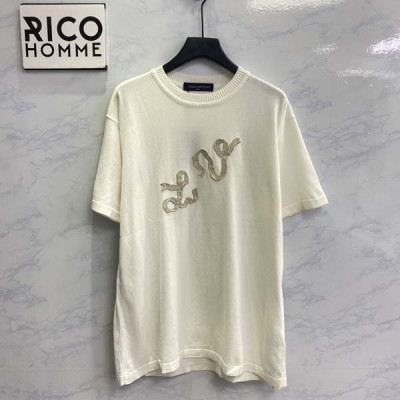 남녀공용 루이B통 LV 톤온톤 리본 니트 반팔 티셔츠 (PREMIUM)