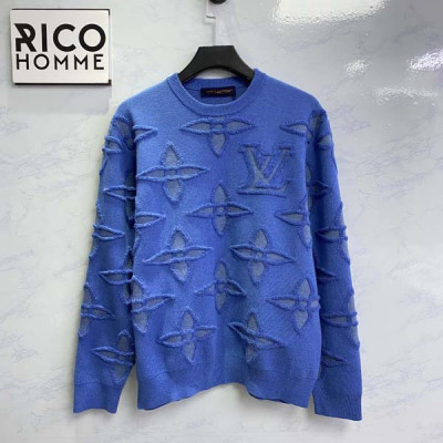 루이B통 모노그램 텍스처드 코튼 크루넥 니트 스웨터 (PREMIUM)