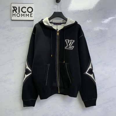 루이B통 그래픽 인타르시아 지퍼 코튼 후드 티셔츠 (1:1 HIGH PREMIUM)