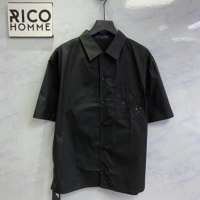 루이B통 엠브로이더드 톤온톤 포켓 반팔 셔츠 (PREMIUM)