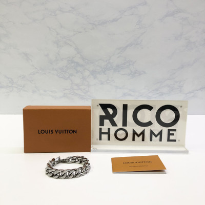 루이B통 버질 모노그램 실버 쿠반 체인링크 팔찌