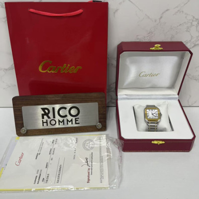 까르*에 산토스 옐로우골드 콤비 미디움 41.9mm×35.1mm 1:1 최상급 (싱크 98.6%)