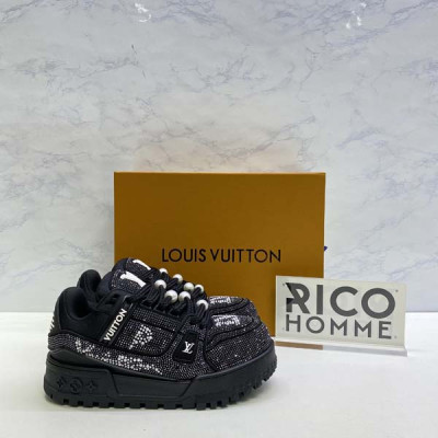 루이B통 LV 트레이너 크리스탈 맥시 스니커즈 블랙