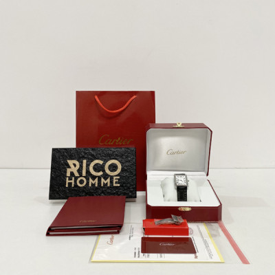 까르*에 탱크 솔로 스틸 가죽스트랩 라지 쿼츠 34.8mm×27.4mm 1:1 최상급 (싱크 97.6%)