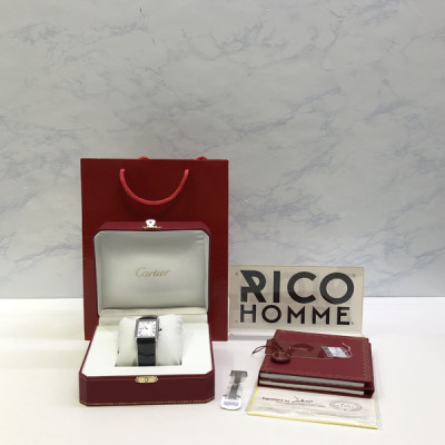 까르*에 탱크 솔로 스틸 가죽스트랩 라지 쿼츠 34.8mm×27.4mm 1:1 최상급 (싱크 97.6%)