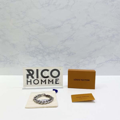 루이B통 버질 모노그램 실버 쿠반 체인링크 팔찌