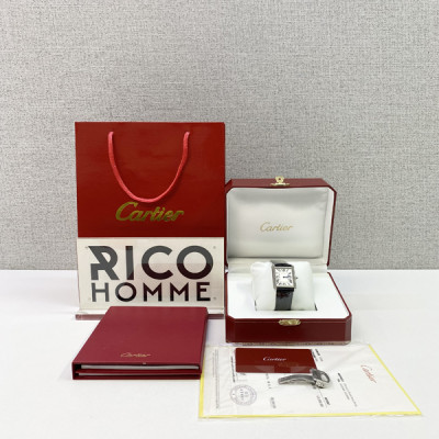 까르*에 탱크 솔로 스틸 가죽스트랩 라지 쿼츠 34.8mm×27.4mm 1:1 최상급 (싱크 97.6%)