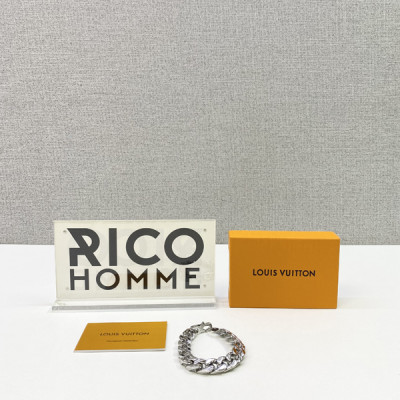 루이B통 버질 모노그램 실버 쿠반 체인링크 팔찌