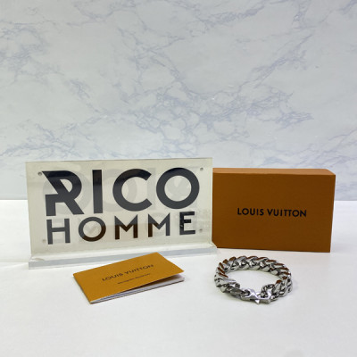 루이B통 버질 모노그램 실버 쿠반 체인링크 팔찌