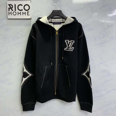 루이B통 그래픽 인타르시아 지퍼 코튼 후드 티셔츠 (1:1 HIGH PREMIUM)