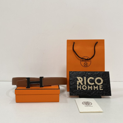 H르메스 H벨트 버클 & 리버서블 가죽 벨트 블랙/카멜