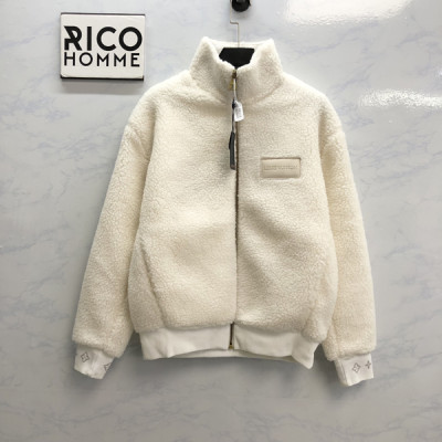 루이B통 레더 패치 플리스 블루종 자켓 화이트 (1:1 HIGH PREMIUM)