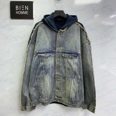 남녀공용 발렌시A가 하이브리드 데님 후드 자켓 (1:1 HIGH PREMIUM)