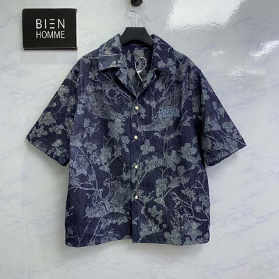 루이B통 웨이브 자카드 플라워 데님 반팔 셔츠 (1:1 HIGH PREMIUM)