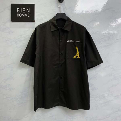 루이B통 오픈 카라 포켓 셔츠 반팔 티셔츠 (PREMIUM)