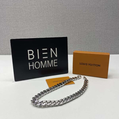 루이B통 버질 모노그램 실버 쿠반 체인링크 목걸이