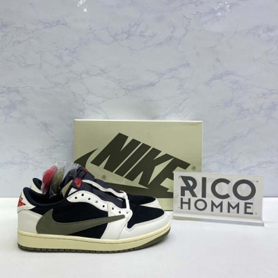 N*KE X 트래비스 스캇 조던1 레트로 로우 올리브