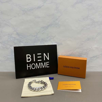 루이B통 버질 모노그램 실버 쿠반 체인링크 팔찌