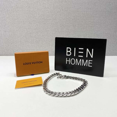 루이B통 버질 모노그램 실버 쿠반 체인링크 목걸이
