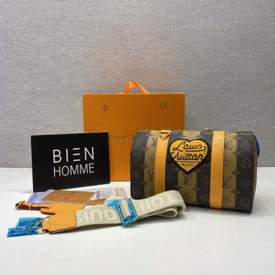 루이B통 X 니고 모노그램 스트라이프 시티 미니 키폴 백