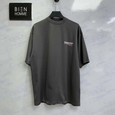 발렌시A가 2024 CAMPAIN 웨이브 워싱 반팔 티셔츠 (1:1 HIGH PREMIUM)