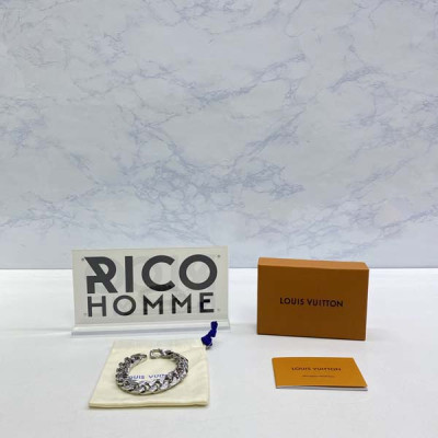 루이B통 버질 모노그램 실버 쿠반 체인링크 팔찌