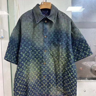 루이B통 레인보우 모노그램 쇼트 슬리브드 데님 셔츠 (1:1 HIGH PREMIUM)