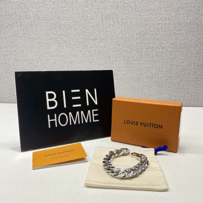 루이B통 버질 모노그램 실버 쿠반 체인링크 팔찌