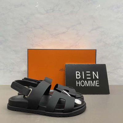 H르메스 플레인 레더 로고 샌들 (12color)