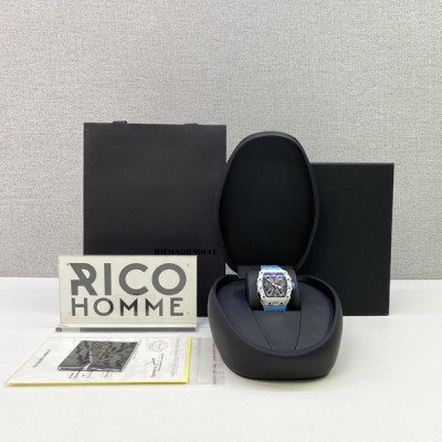 리차*밀 RM35-03 라파엘 나달 TPT 카본(화이트&블루) 블루 러버밴드 43mm×50mm 1:1 최상급 (싱크 98.9%)