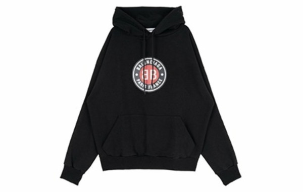 발렌시A가 원형 BB 패치 후드 티셔츠 (PREMIUM)