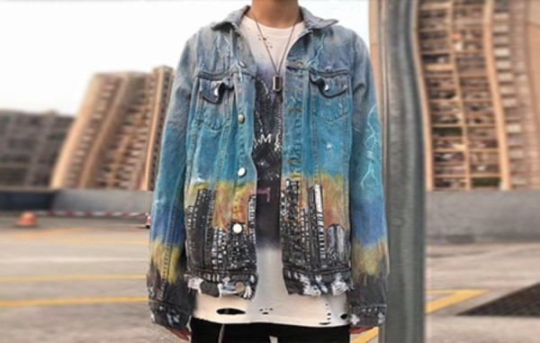 남녀공용 AM*RI 시티 드래곤 데님 자켓