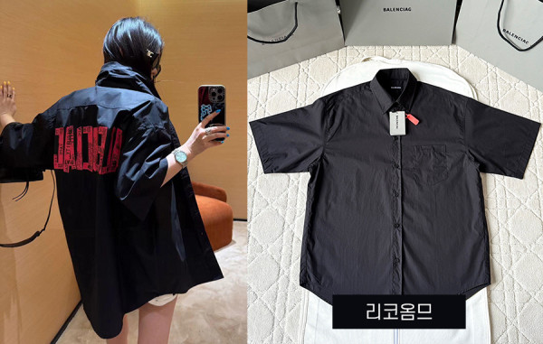 발렌시A가 레드 테이프 반팔 셔츠 (1:1 HIGH PREMIUM)