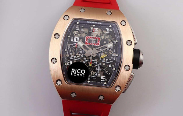 리차*밀 RM11-FM 펠리페 마사 크로노그래프 로즈골드 레드 러버밴드 40mm×50mm 1:1 최상급 (싱크 98.9%)