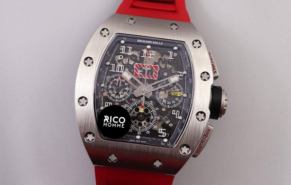 리차*밀 RM11-FM 펠리페 마사 크로노그래프 티타늄 레드 러버밴드 40mm×50mm 1:1 최상급 (싱크 98.9%)
