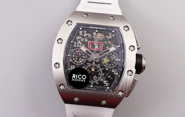 리차*밀 RM11-FM 펠리페 마사 크로노그래프 티타늄 화이트 러버밴드 40mm×50mm 1:1 최상급 (싱크 98.9%)