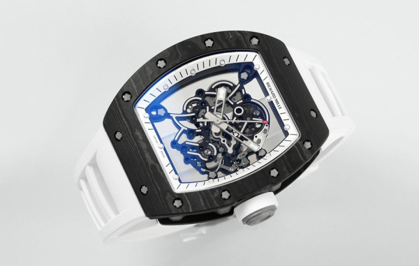 리차*밀 RM055 부바왓슨 NTPT 카본(화이트 레전드) 화이트 러버밴드 42.7mm×50mm 1:1 최상급 (싱크 99.8%)