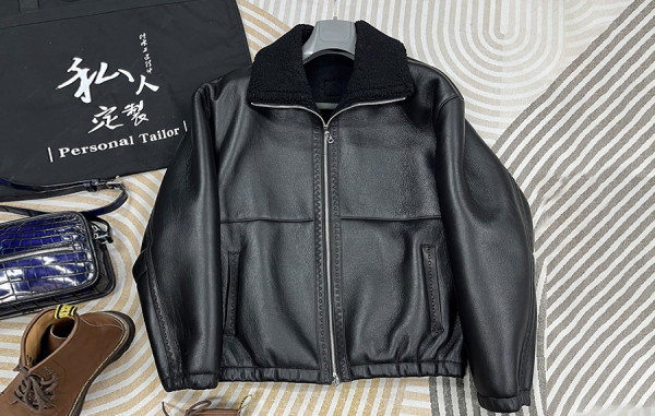 펜D 레더 디테일 봄버 무스탕 (PREMIUM)