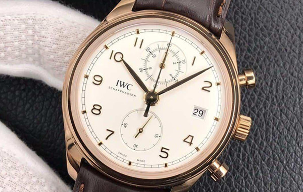 IW* 포르투기저 크로노그래프 클래식 흰판 로즈골드 레더스트랩 42mm 1:1 최상급 (싱크 98.6%)